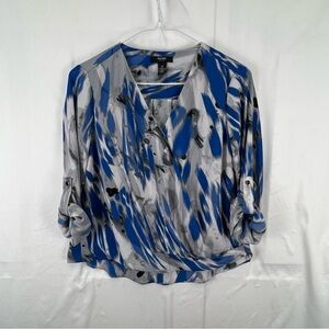 Alfani - 2P - Women’s Blouse - Wrap - Blue Gray White